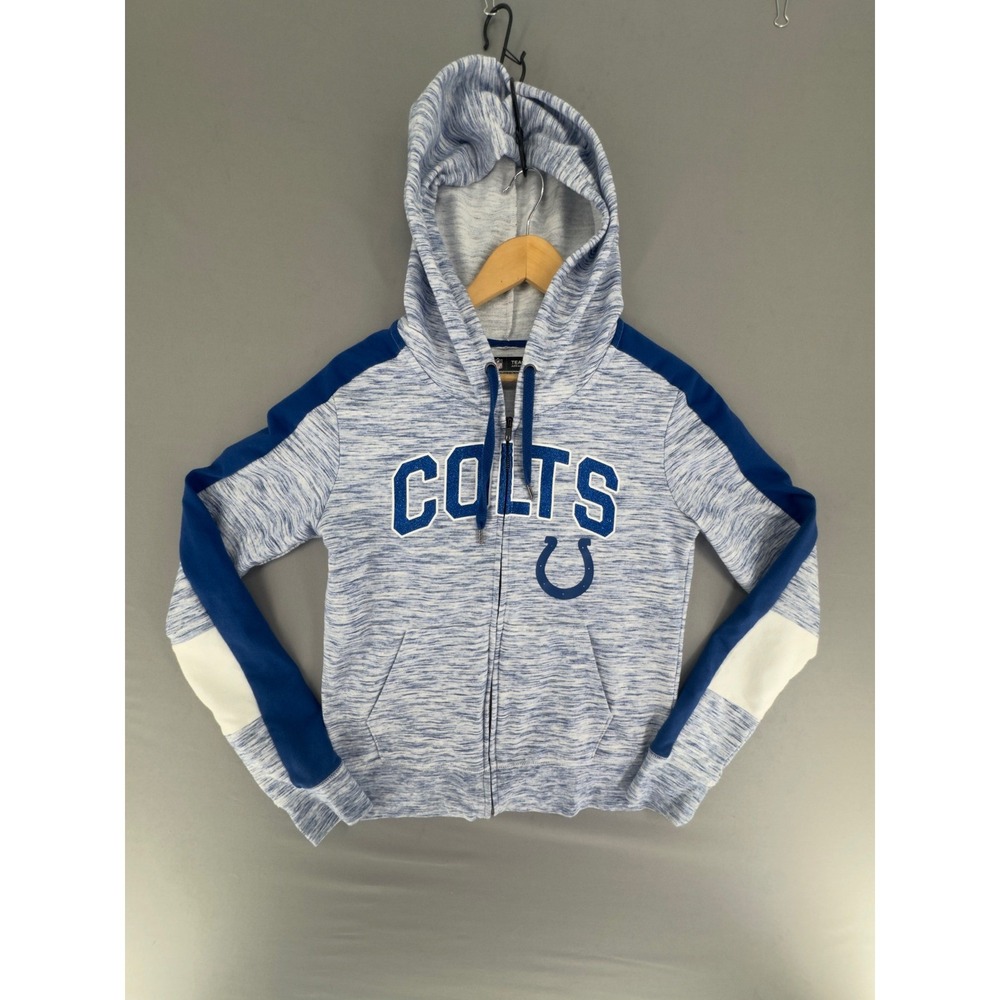 Indianapolis Colts Glitter Logo Full Zip Hoodie NFL Y2K Glam Sporty Size Small
